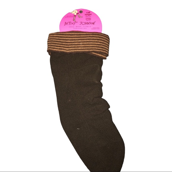 Betsey Johnson brown knee-hi cold weather cuff hem fleece boot‎ feet liner - Picture 1 of 14
